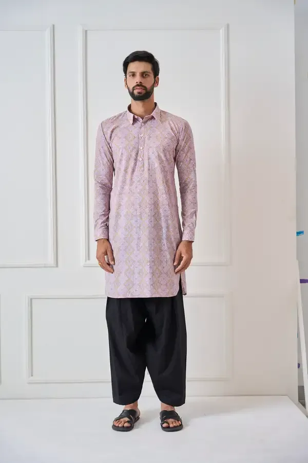 Men_Beige_Regular_Pure_Cotton_Pathani_Kurta_With_Black_Salwar