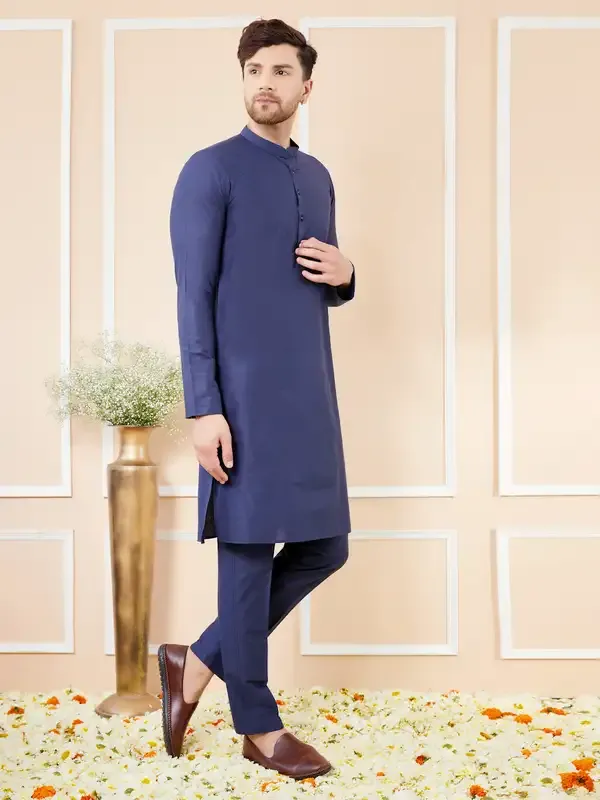Blue_Cotton_Solid_Straight_Kurta_With_Matching_Pyjama
