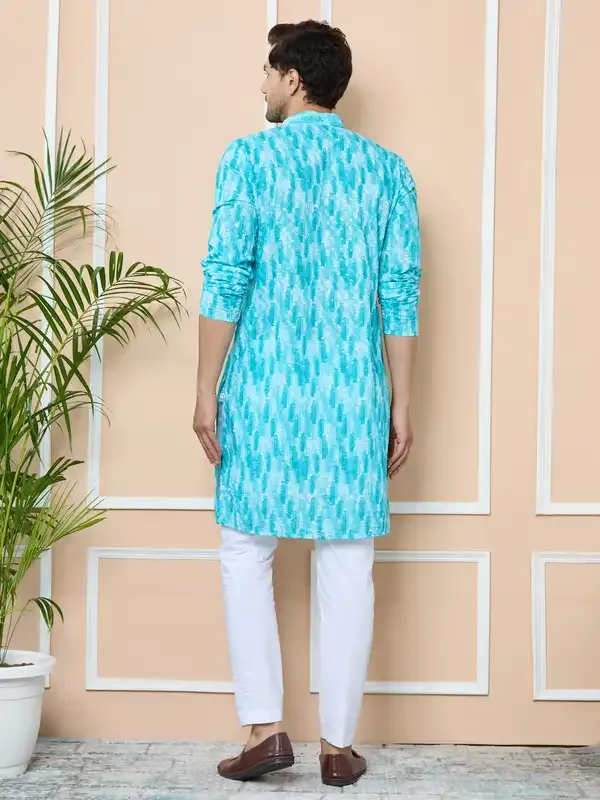 Green_Tie_&_Dye_Printed_&_Embroidered_Cotton_Straight_Kurta_With_Pyjama