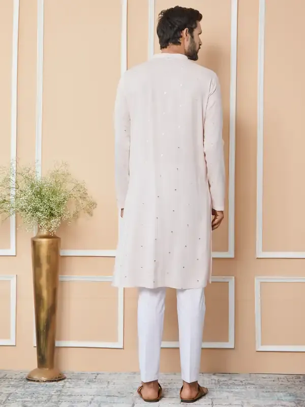 Light_Pink_Sequins_Embroidered_Rayon_Straight_Kurta_With_Yoke_Design_And_Pyjama