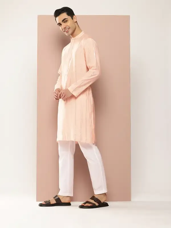 Men_Light_Pink_Sequins_Embroidered_Pure_Chanderi_Silk_Straight_Kurta_With_Pyjama