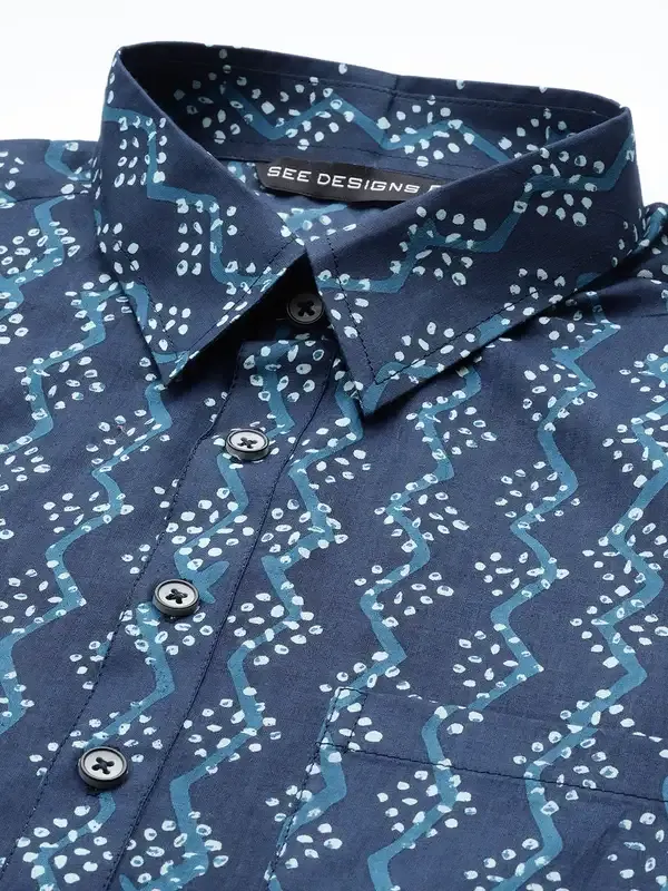 Men_Indigo_Regular_Pure_Cotton_Pathani_Printed_Men'S_Kurta_With_White_Salwar