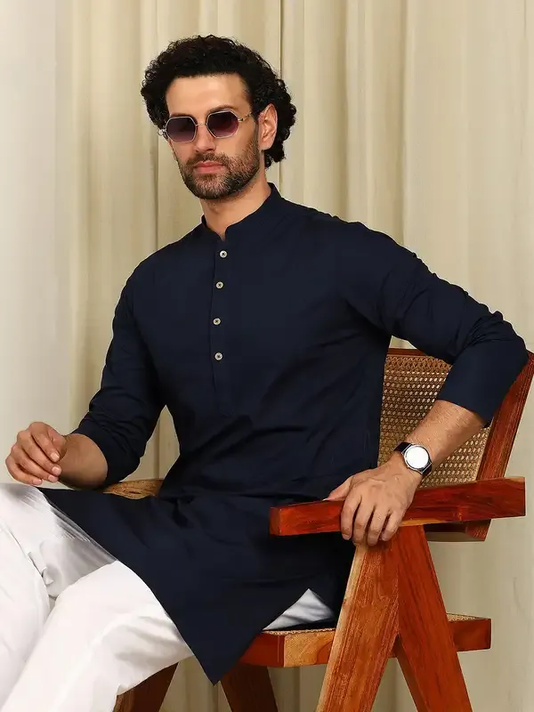 Navy_Blue_Solid_Straight_Kurta_With_Pyjama