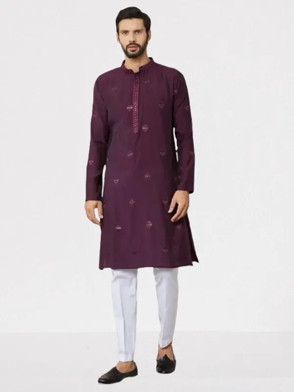 Purple_Embroidered_Pure_Chanderi_Silk_Straight_Kurta
