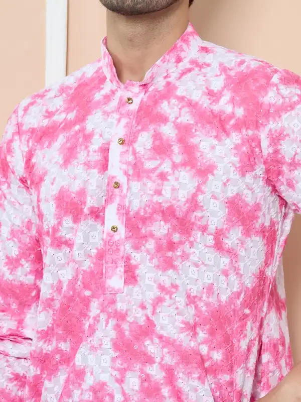 Pink_Tie_&_Dye_Printed_&_Embroidered_Cotton_Straight_Kurta_With_Pyjama