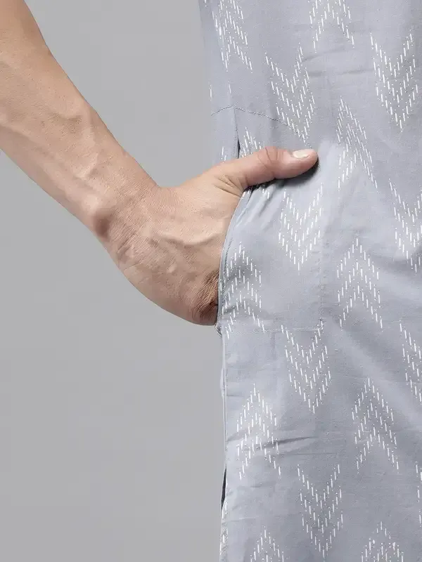 Men_Light_Grey_Regular_Pure_Cotton_Pathani_Printed_Men'S_Kurta_With_White_Salwar