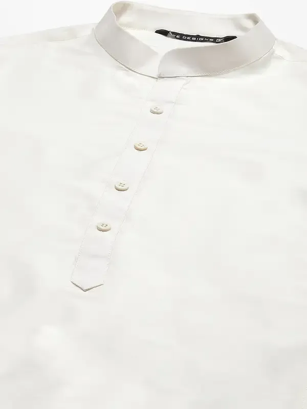 Men_Off_White_Kurta_Pajama_And_Yellow_Sequence_Woven_Design_Nehru_Jacket