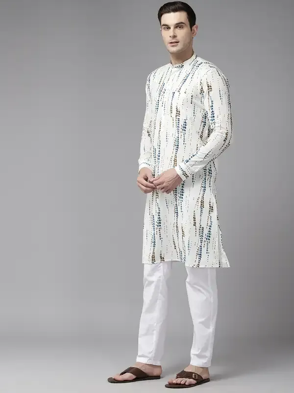 Men_White_&_Blue_Pure_Cotton_Printed_Staright_Kurta_With_Pajama