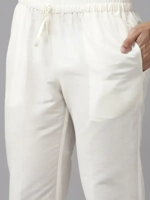 Men_White_&_Mustard_Pure_Cotton_Embroidered_Staright_Kurta_With_Pajama