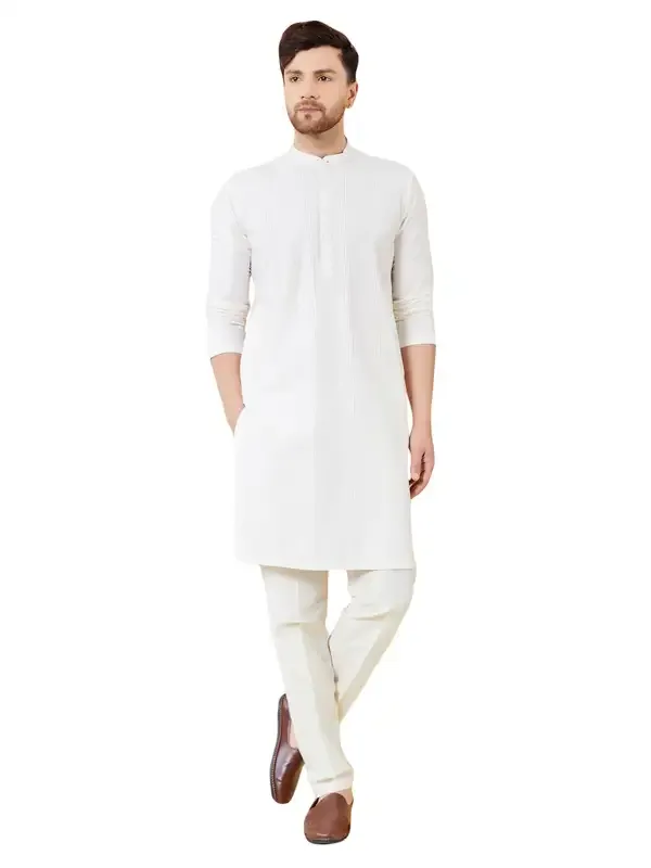 White_Cotton_Pintuck_Straight_Kurta_With_Pyjama