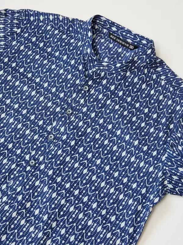 Blue_Printed_Pure_Cotton_Straight_Kurta_With_Pyjama
