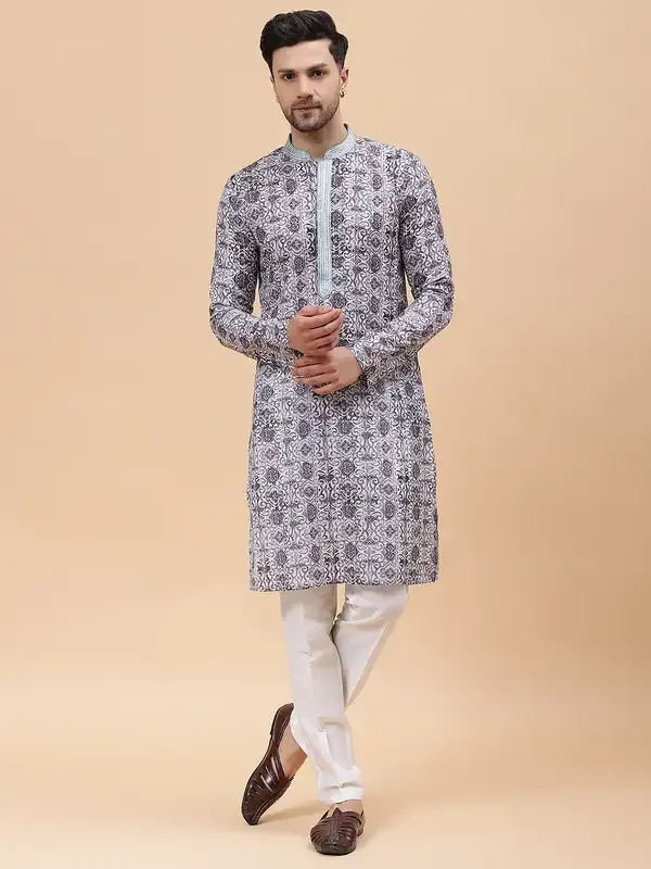 Men_Multi_Pure_Cotton_Embroidered_Staright_Kurta_With_Pajama