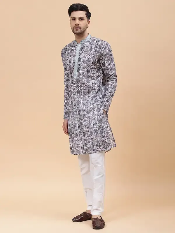 Men_Multi_Pure_Cotton_Embroidered_Staright_Kurta_With_Pajama