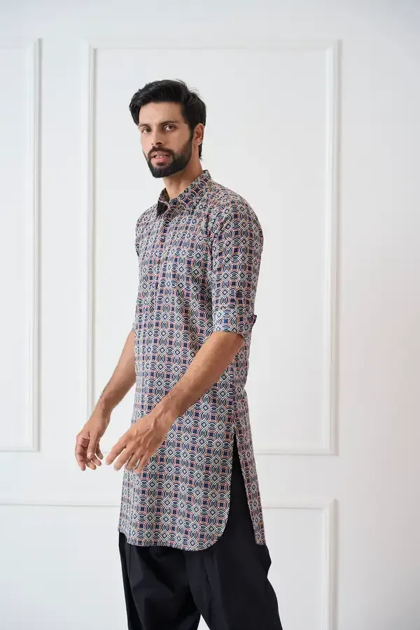 Men_Blue_Regular_Pure_Cotton_Pathani_Kurta_With_Black_Salwar