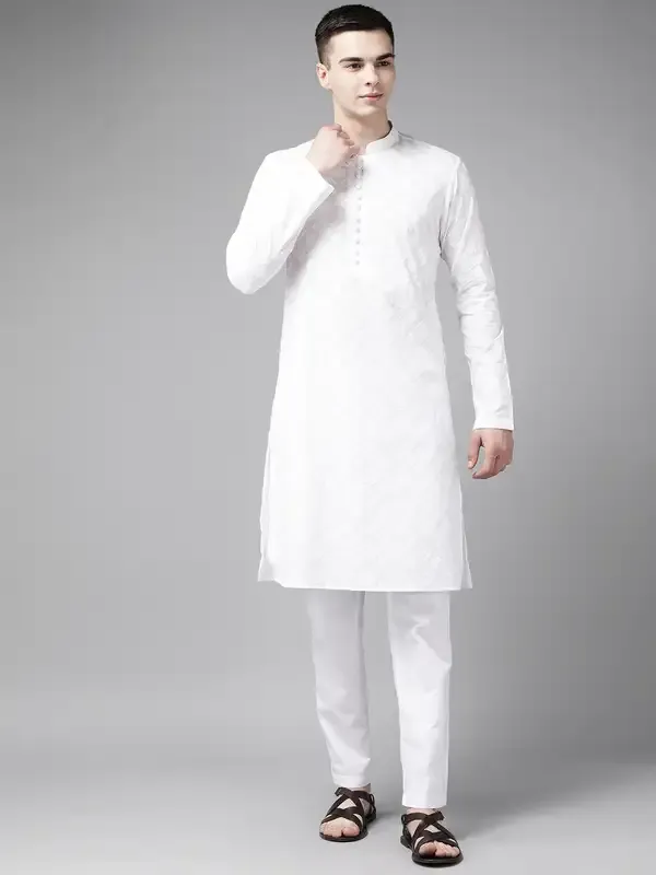 Men_White_Pure_Cotton_Chikankari_Embroidered_Straight_Kurta_With_Pyjama