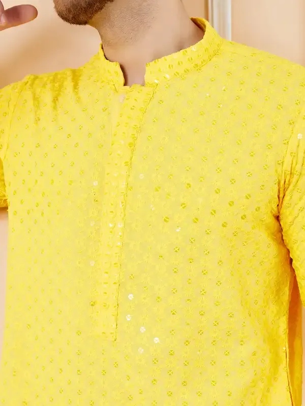 Men_Yellow_Floral_Embroidered_Sequined_Rayon_Kurta_Set