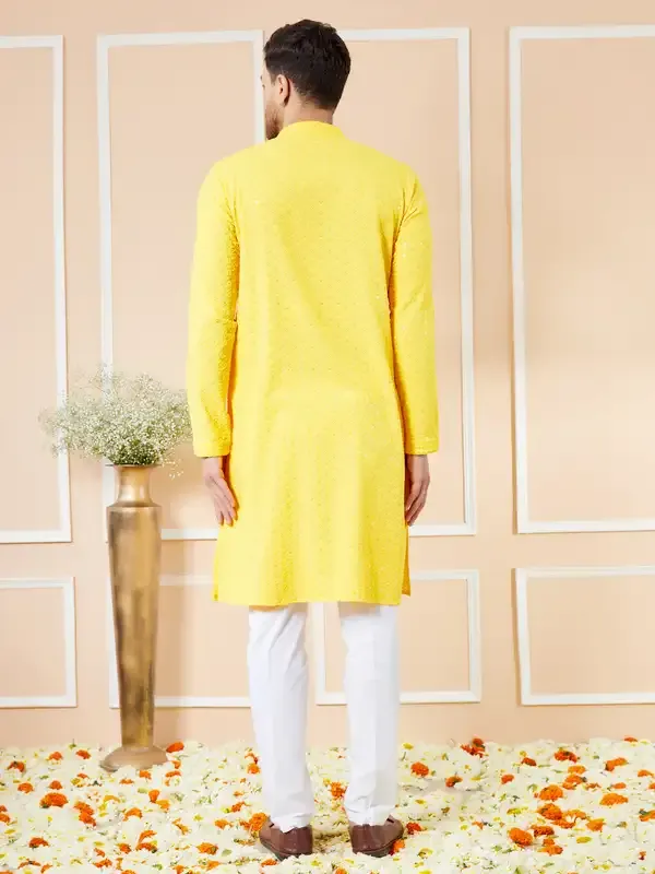 Men_Yellow_Floral_Embroidered_Sequined_Rayon_Kurta_Set