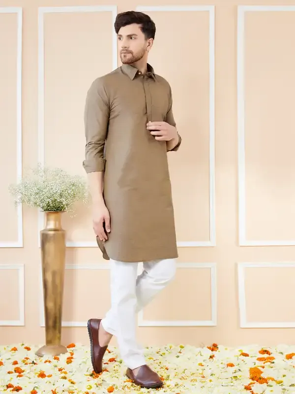 Men_Brown_Cotton_Solid_Pathani_Kurta_With_Pyjama
