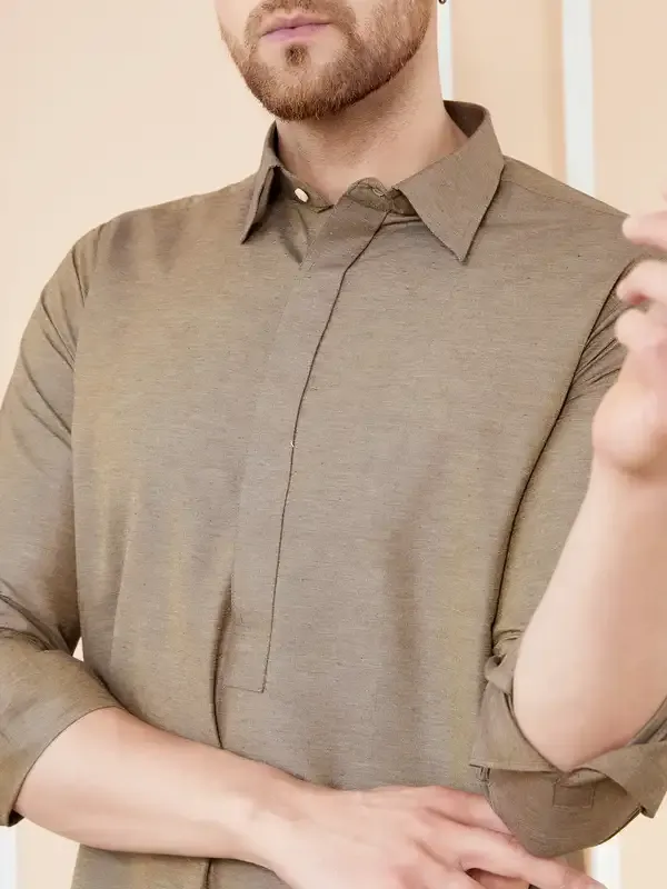 Men_Brown_Cotton_Solid_Pathani_Kurta_With_Pyjama