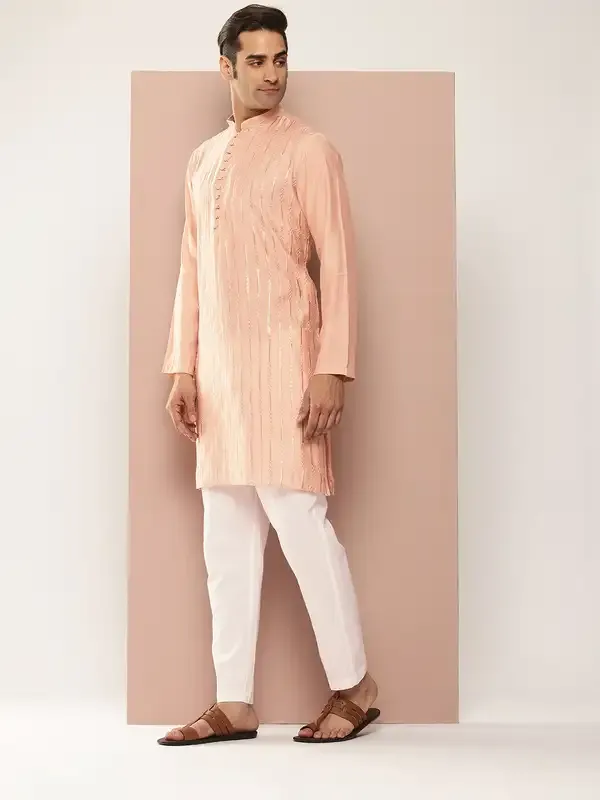 Men_Light_Pink_Sequins_Embroidered_Pure_Chanderi_Silk_Straight_Kurta_With_Pyjama