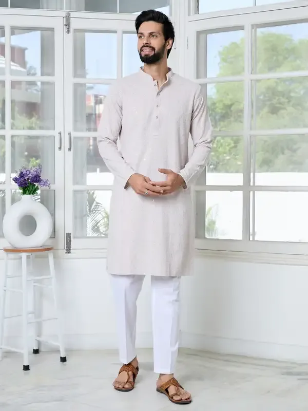 Off-White_Embossed_Printed_And_Foil_Printed_Straight_Kurta_With_Pyjama