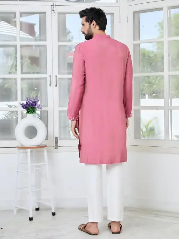 Light_Plum_Embossed_Printed_And_Foil_Printed_Straight_Kurta_With_Pyjama