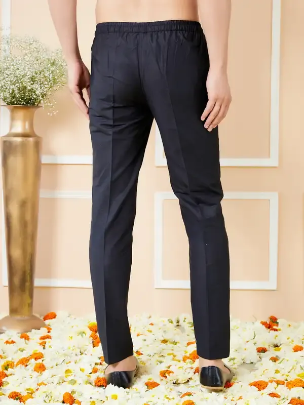 Black_Cotton_Solid_Straight_Kurta_With_Matching_Pyjama