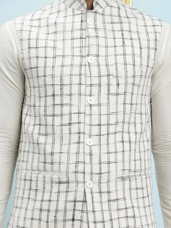 Men_Off_White_Kurta_Pajama_And_Cream_Color_Solid_Khadi_Nehru_Jacket