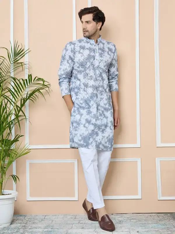 Grey_Tie_&_Dye_Printed_&_Embroidered_Cotton_Straight_Kurta_With_Pyjama