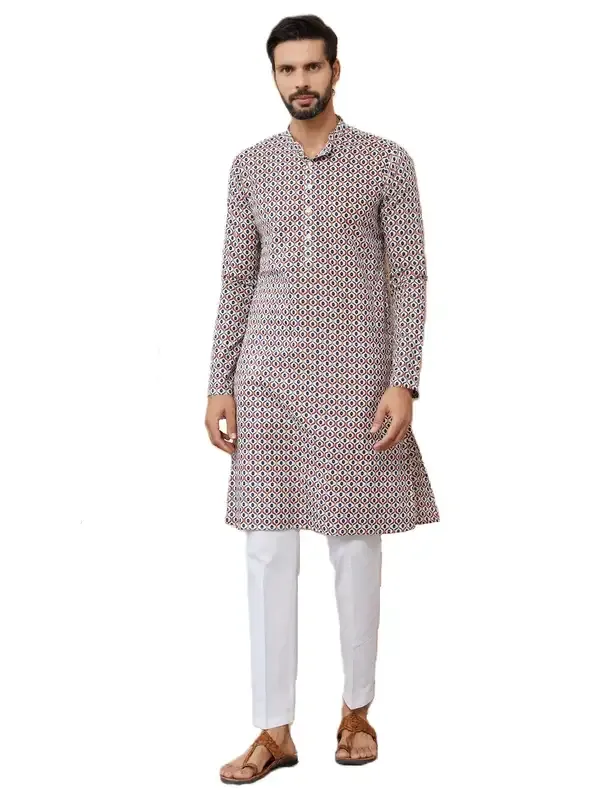 Multi_Printed_Pure_Cotton_Straight_Kurta_With_Pyjama