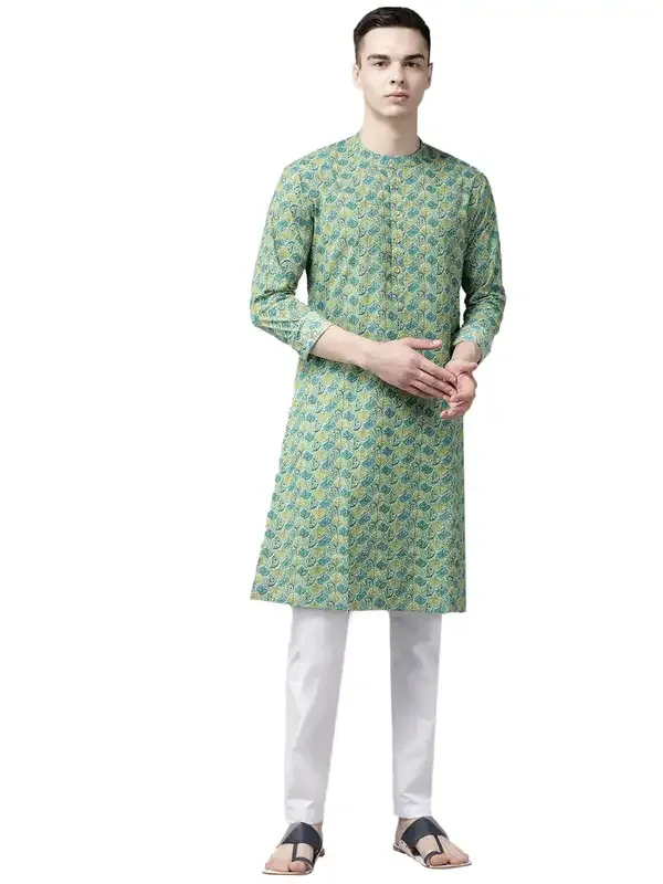 Men_Multi_Printed_Pure_Cotton_Straight_Kurta_With_Pyjama