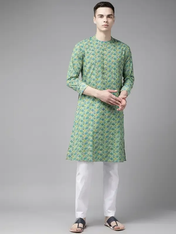 Men_Multi_Printed_Pure_Cotton_Straight_Kurta_With_Pyjama
