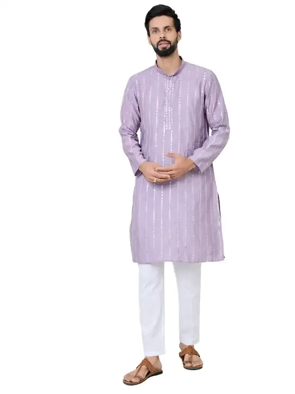 Lavender_Sequins_Embroidered_Straight_Kurta_With_Pyjama