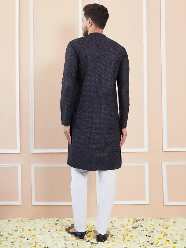 Black_Printed_Cotton_Straight_Kurta_With_Pyjama