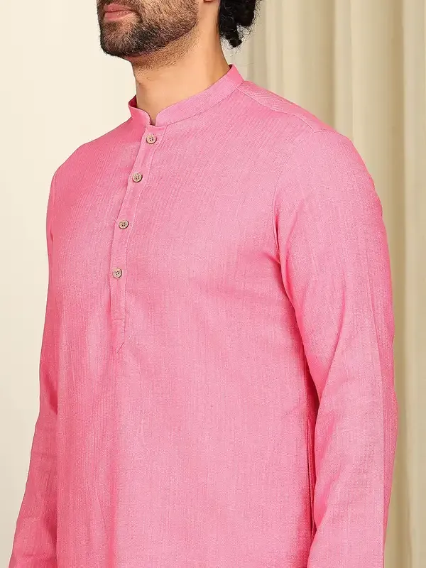Pink_Woven_Straight_Kurta_With_Pyjama