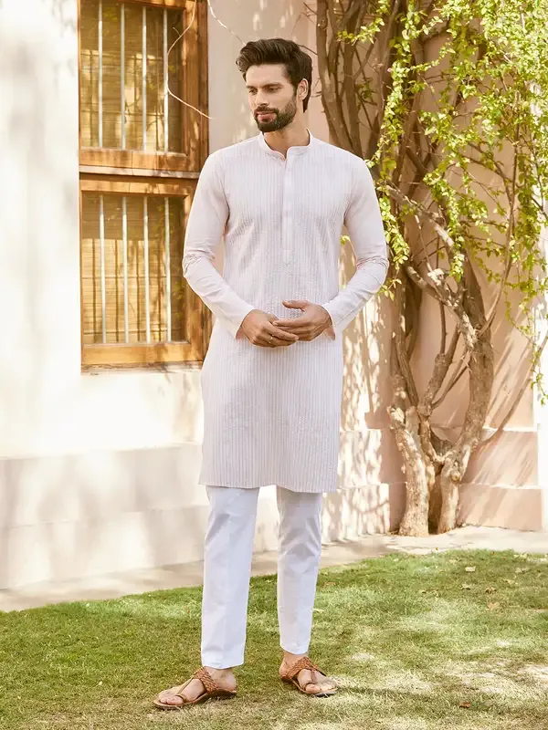 Men_Pink_Cotton_Pintex_Design_Multi_Thread_Work_Kurta_With_Pyjama