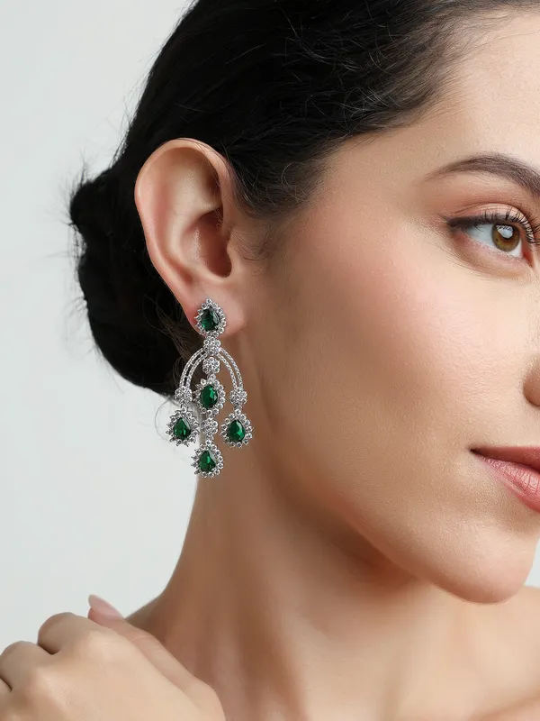 American_Diamond_And_Emerald-Green_Studded_Chandelier_Earrings.