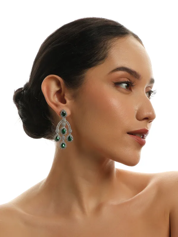 American_Diamond_And_Emerald-Green_Studded_Chandelier_Earrings.