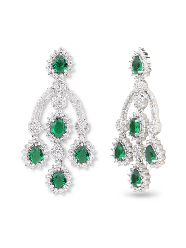 American_Diamond_And_Emerald-Green_Studded_Chandelier_Earrings.