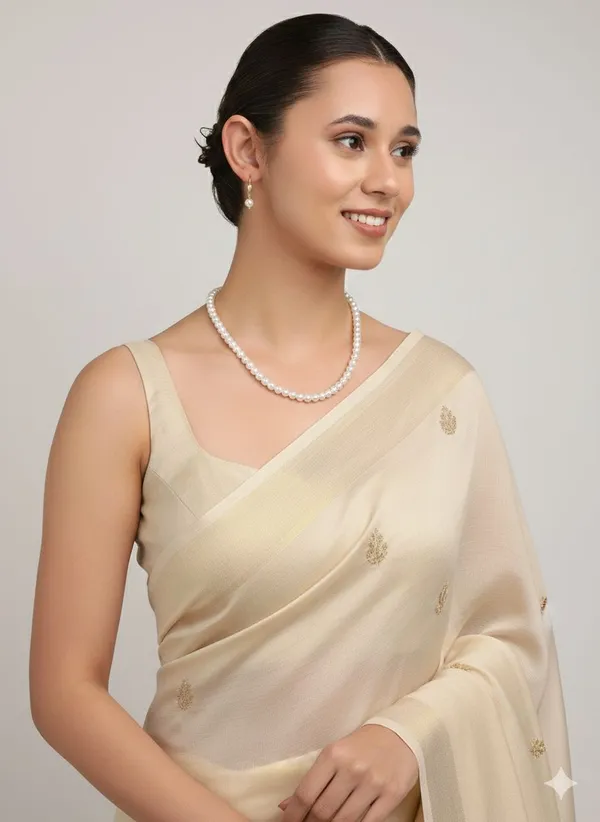 Classic_Single_Line_White_Pearl_Beaded_Necklace_Set_With_Matching_Drop_Earrings