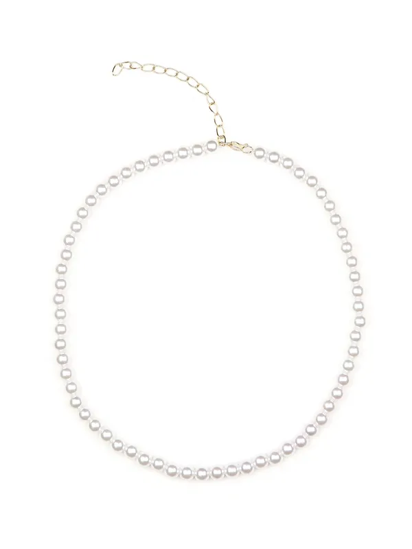 Classic_Single_Line_White_Pearl_Beaded_Necklace_Set_With_Matching_Drop_Earrings