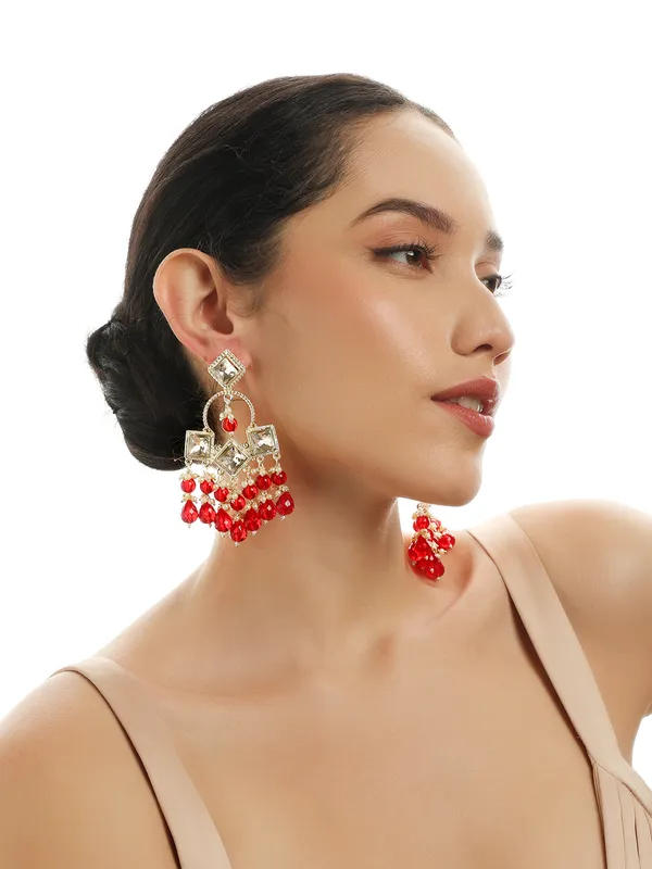 Dangling_Red_Pearl_Layered_Geometric_Shaped_Earrings