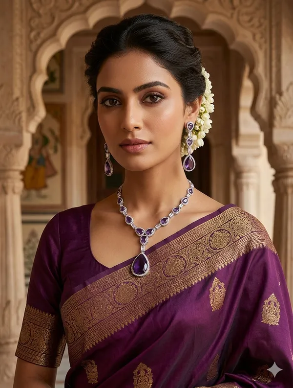 Elegant_Purple_Ad_Crystal_Party_Wear_Designer_Jewellery_Set_And_Earrings