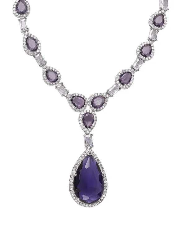 Elegant_Purple_Ad_Crystal_Party_Wear_Designer_Jewellery_Set_And_Earrings