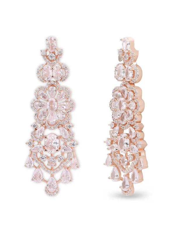 Luxury_Rose_Gold_Plated_American_Diamond_Long_Chandelier-Earrings