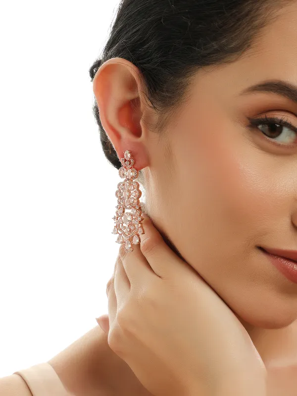 Luxury_Rose_Gold_Plated_American_Diamond_Long_Chandelier-Earrings