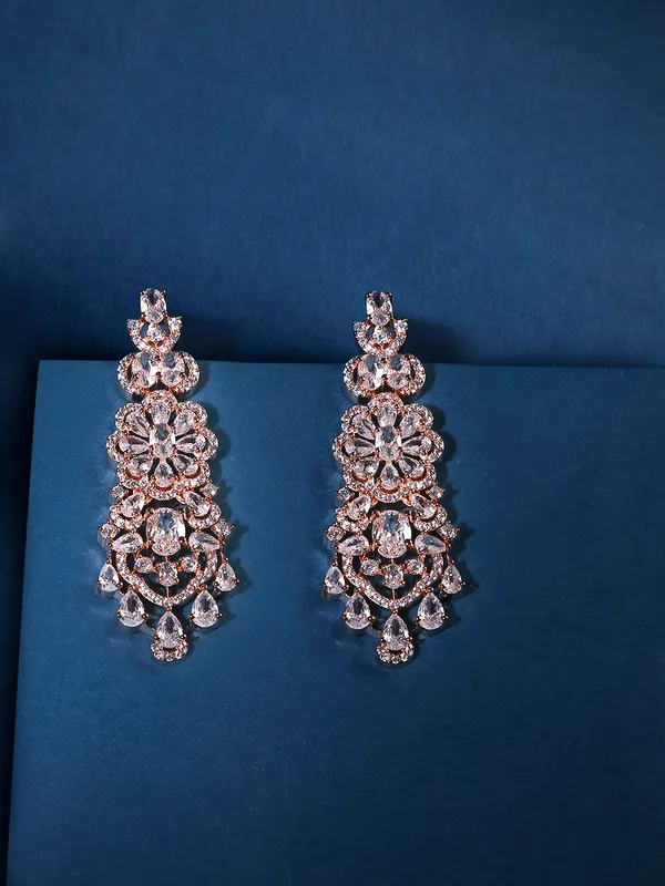 Luxury_Rose_Gold_Plated_American_Diamond_Long_Chandelier-Earrings