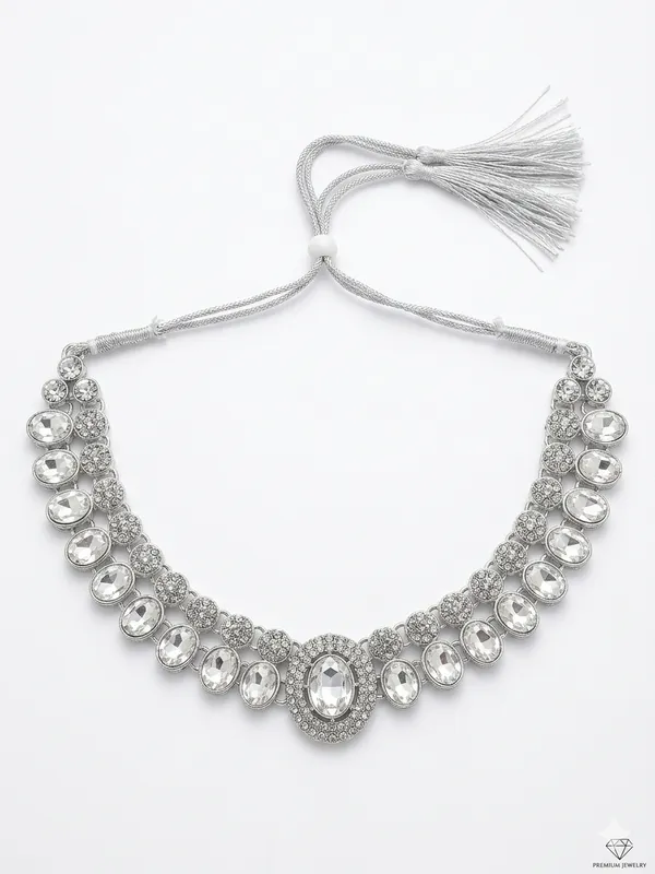 Luxurious_Silver-Plated_Crystal_Choker_Necklace_Set_with_Matching_Drop_Earrings_&_Maang-Tika