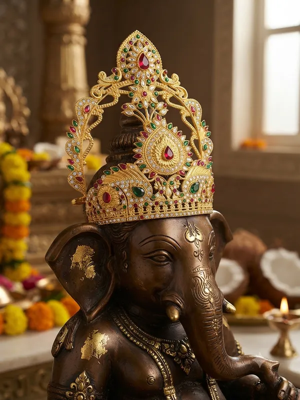 PREUM_GANESH_MUKUT_FOR_SMALL_SIZE_GANESH_IDOL_|_Jewel_Me_Up™__Gold-Plated_Kundan_Stone_Crown_for_Ganesh_Idol_|_Decorative_Mukut_for_Ganpati_Murti_|_Festival_&_Home_Temple_Decoration
