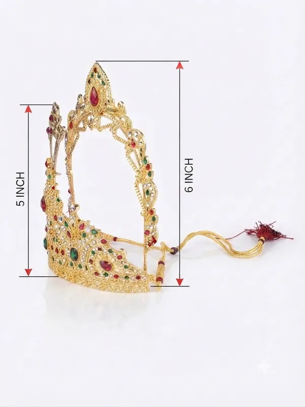 PREUM_GANESH_MUKUT_FOR_SMALL_SIZE_GANESH_IDOL_|_Jewel_Me_Up™__Gold-Plated_Kundan_Stone_Crown_for_Ganesh_Idol_|_Decorative_Mukut_for_Ganpati_Murti_|_Festival_&_Home_Temple_Decoration